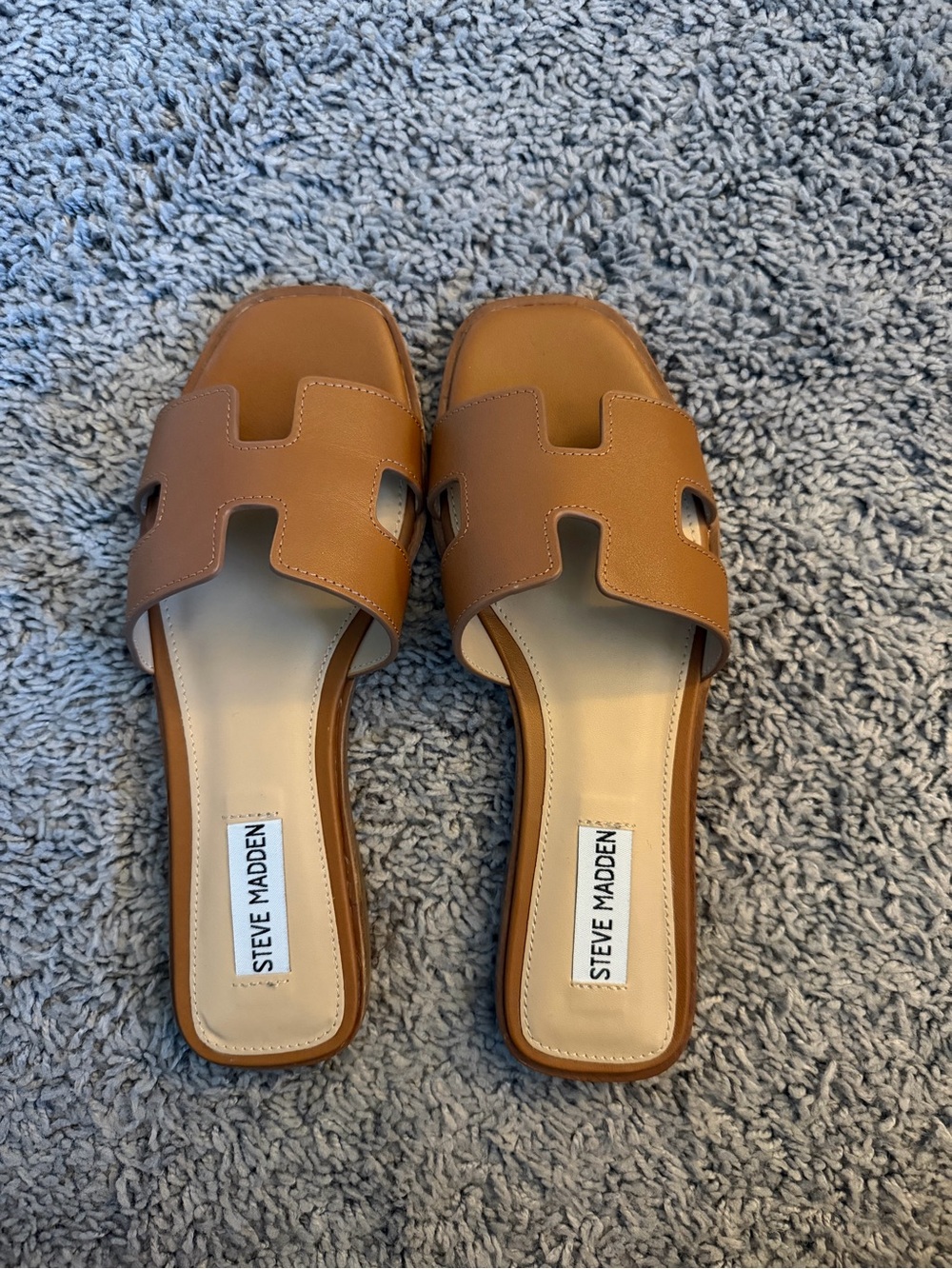 Steve Madden Cognac Leather Cutout Slide Mule